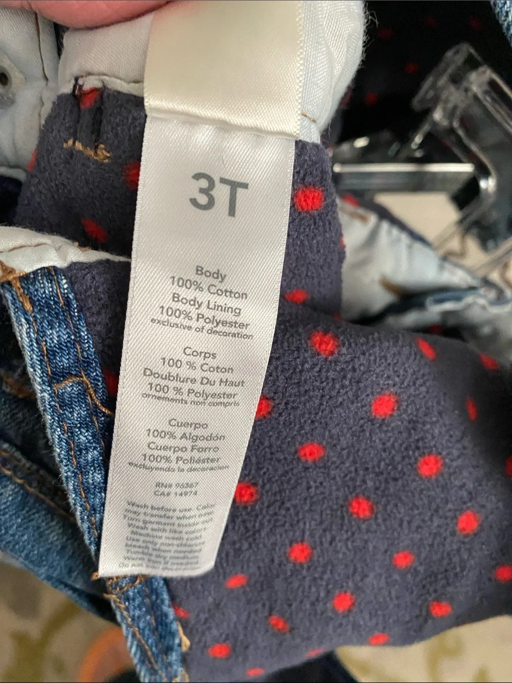 OshKosh B'gosh Flannel lined Blue Denim Overalls with Red Accent